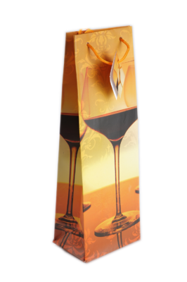 Papírová taška na víno-T0021 skl.žlutá